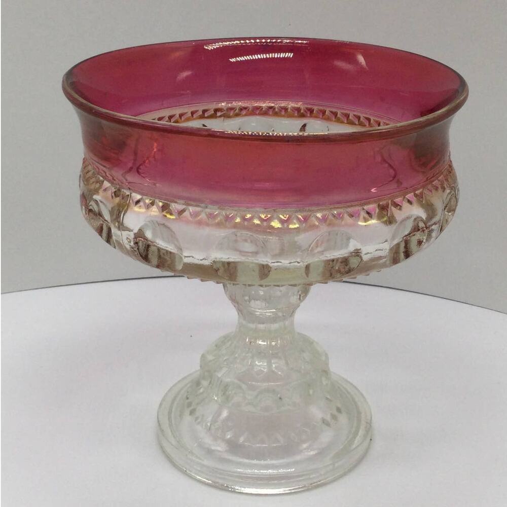 Indiana Glass Kings Crown Ruby Thumbprint Glass Compote Dish without lid